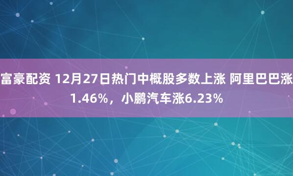 富豪配资 12月27日热门中概股多数上涨 阿里巴巴涨1.46%，小鹏汽车涨6.23%