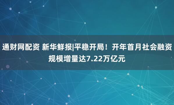 通财网配资 新华鲜报|平稳开局！开年首月社会融资规模增量达7.22万亿元
